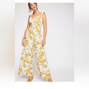 Floral Jumpsuit in Yellow and White